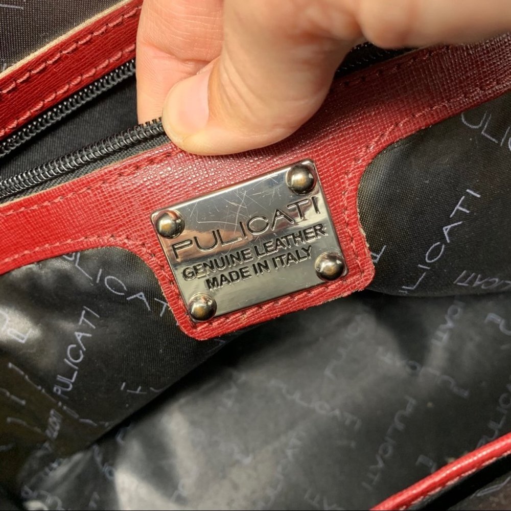 Pulicati Genuine Leather Italy Red Handbag - Picture 11 of 14